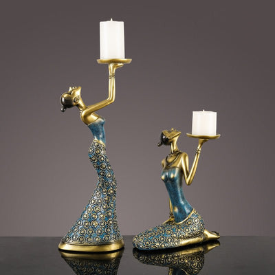 European Style Retro Beauty Candlestick Ornament Decoration - AlloraDecor