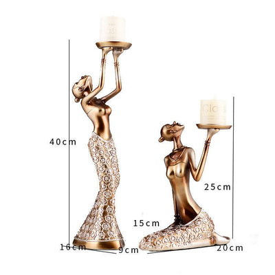 European Style Retro Beauty Candlestick Ornament Decoration - AlloraDecor