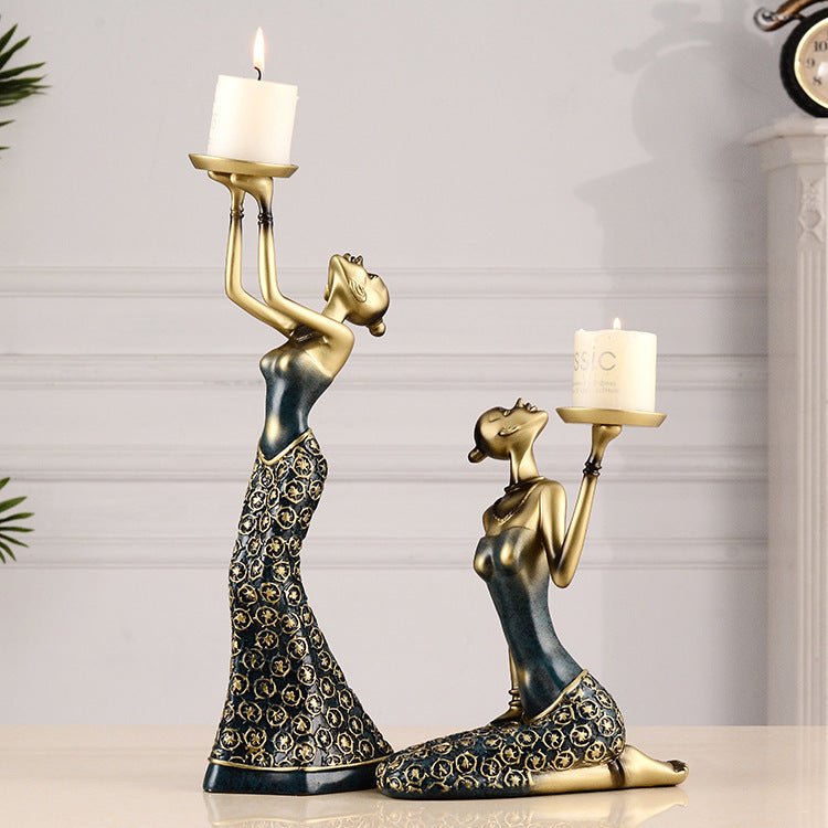 European Style Retro Beauty Candlestick Ornament Decoration - AlloraDecor