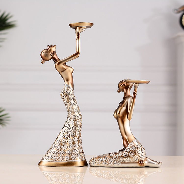 European Style Retro Beauty Candlestick Ornament Decoration - AlloraDecor