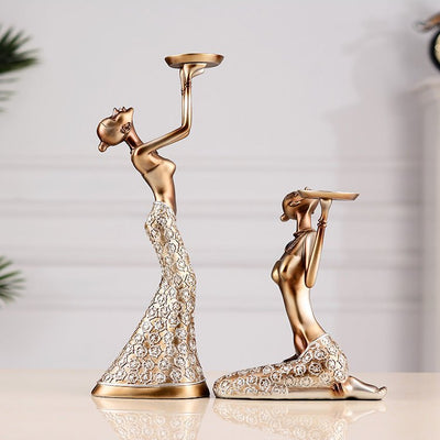 European Style Retro Beauty Candlestick Ornament Decoration - AlloraDecor