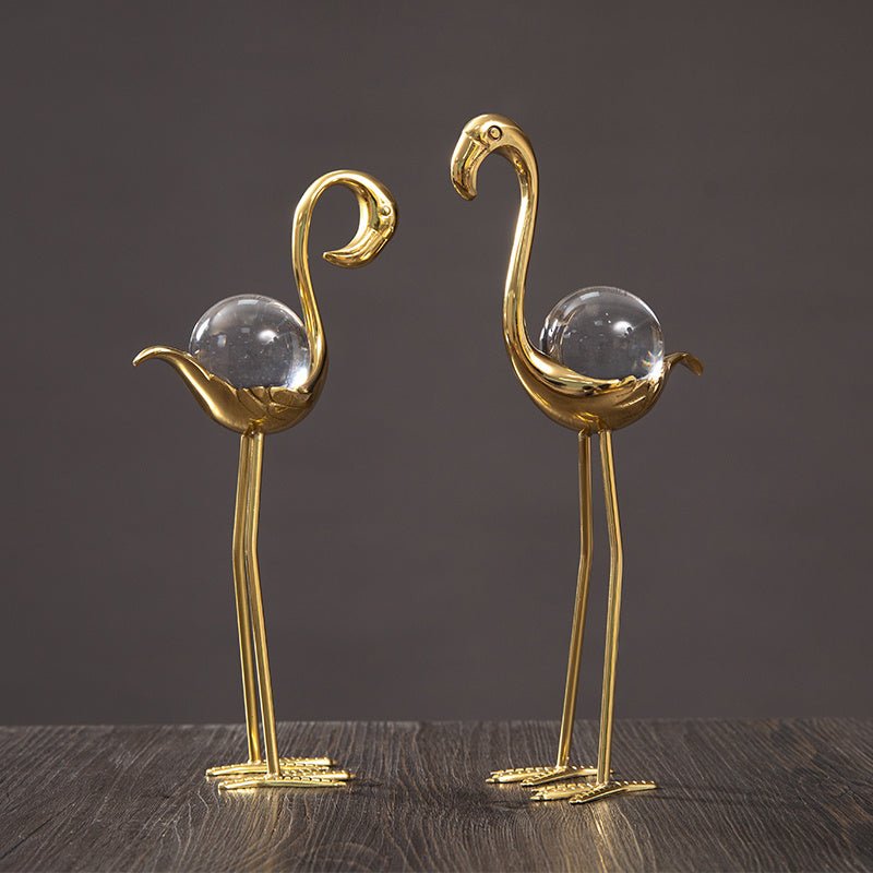 Flamingo Crystal Ball – Nordic Light Luxury Desktop Decoration - AlloraDecor
