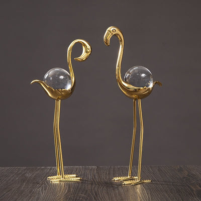 Flamingo Crystal Ball – Nordic Light Luxury Desktop Decoration - AlloraDecor