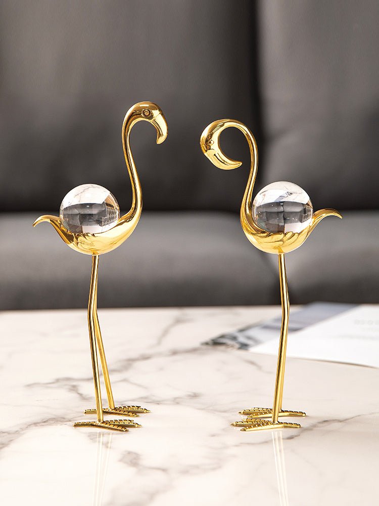 Flamingo Crystal Ball – Nordic Light Luxury Desktop Decoration - AlloraDecor