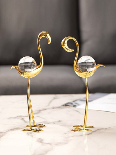 Flamingo Crystal Ball – Nordic Light Luxury Desktop Decoration - AlloraDecor