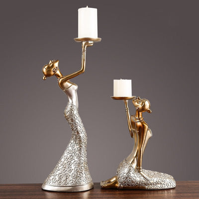 European Style Retro Beauty Candlestick Ornament Decoration - AlloraDecor