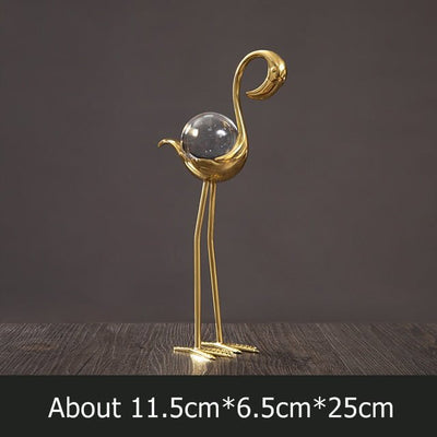 Flamingo Crystal Ball – Nordic Light Luxury Desktop Decoration - AlloraDecor