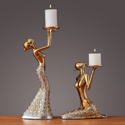 European Style Retro Beauty Candlestick Ornament Decoration - AlloraDecor
