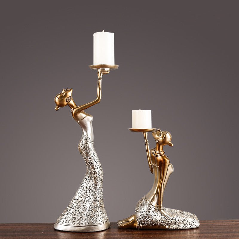 European Style Retro Beauty Candlestick Ornament Decoration - AlloraDecor