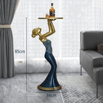 Modern Resin Human Figurine – Artistic Floor Decor with Tray - AlloraDecor